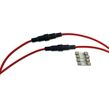 Quick Blow Glass Fuses and Inline Cable Holder Set (0.3A, 0.5A, 1A, 2A, 3A, 5A, 10A)